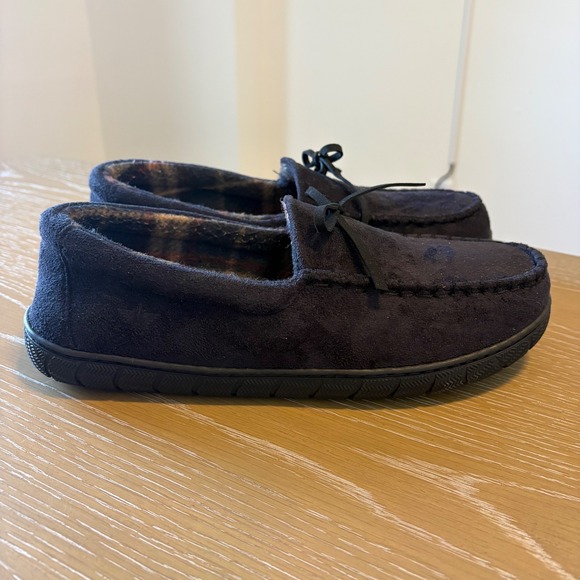 Dockers Other - Dockers‎ Mens Black Faux Suede Memory Foam Moccasin Slippers Size Large 9-10
